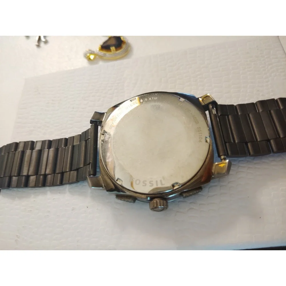 Fossil chronograph men's Metal band,quartz,Analog& battery New